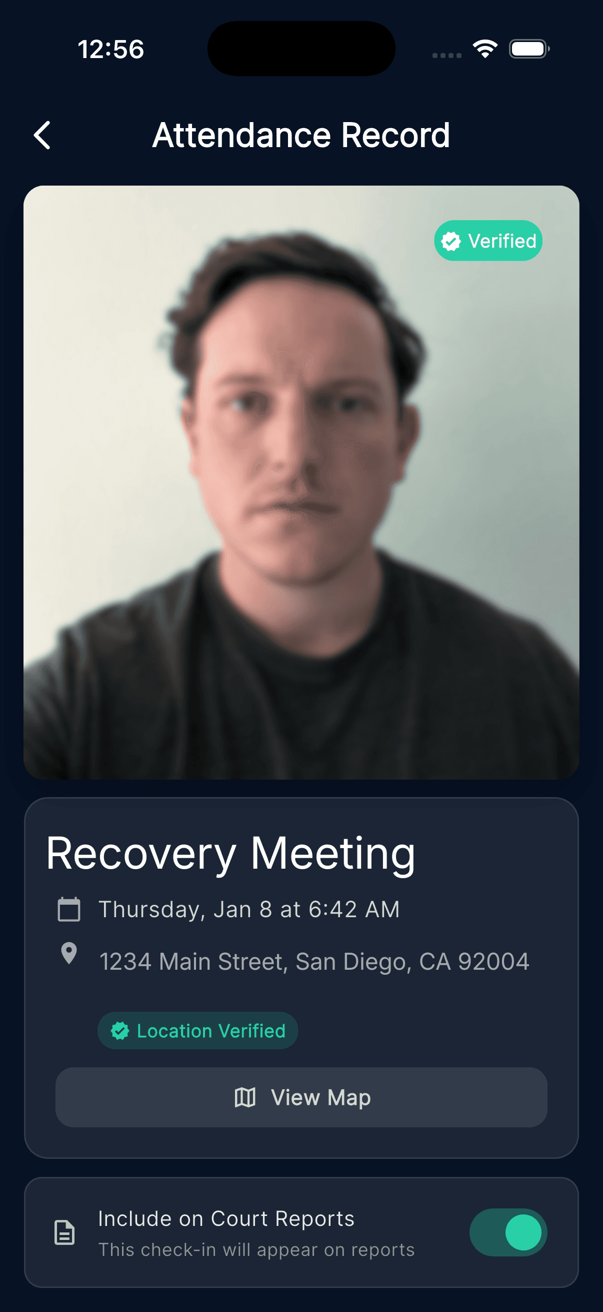 Auditend app showing verified attendance